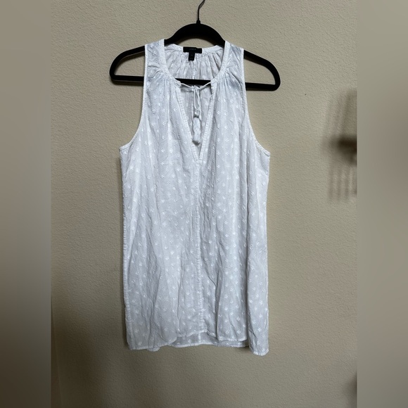 J. Crew White Sleeveless Blouse with Subtle Pattern - Picture 1 of 8